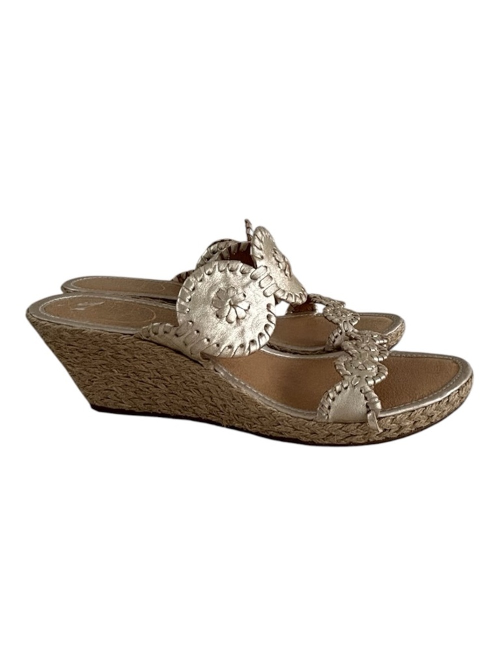 Jack Rogers Wedge Slide Sandals in Gold- Women's Espadrilles, Sz 9.5